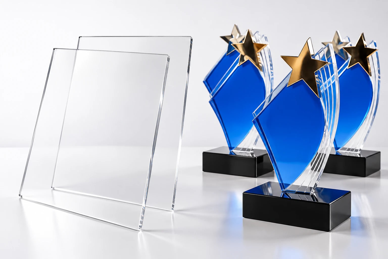 Chapas de acrílico CAST e troféus produzidos em acrílico